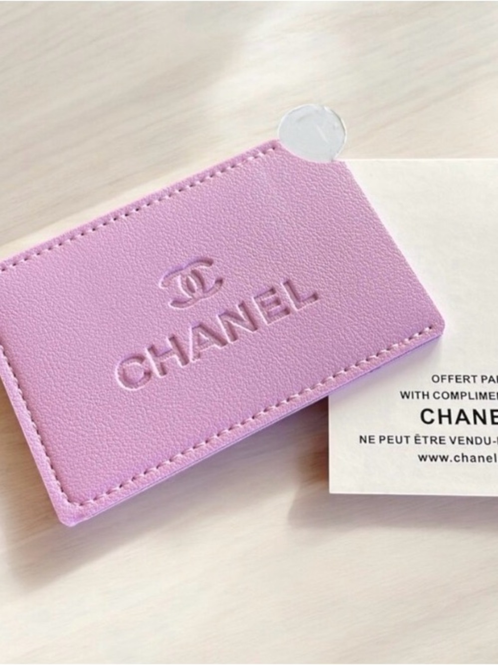 CHANEL Embossed Leather Mirror card Holder